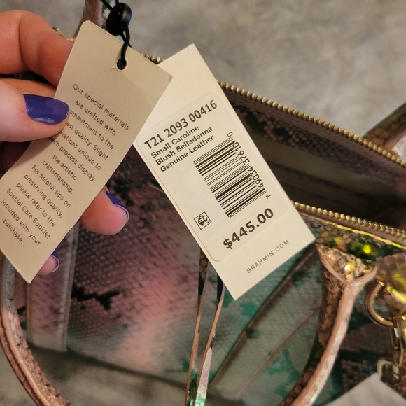 NWT Brahmin Caroline Shoulder Bag/Satchel, Blush Belladonna, Small - Picture 9 of 10